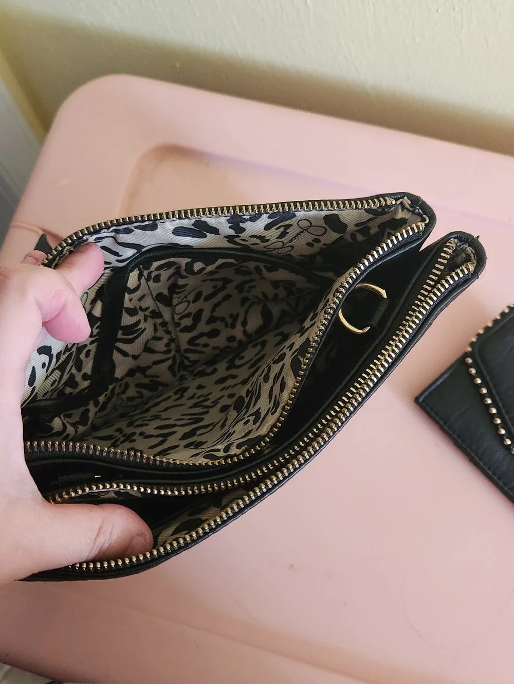 Black Stud-Trim Women's Clutch and Card Case - Designer Style